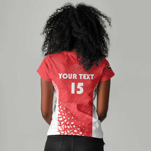 Custom Sudan Football Women V-Neck T-Shirt Yalla Falcons of Jediane - African Pride