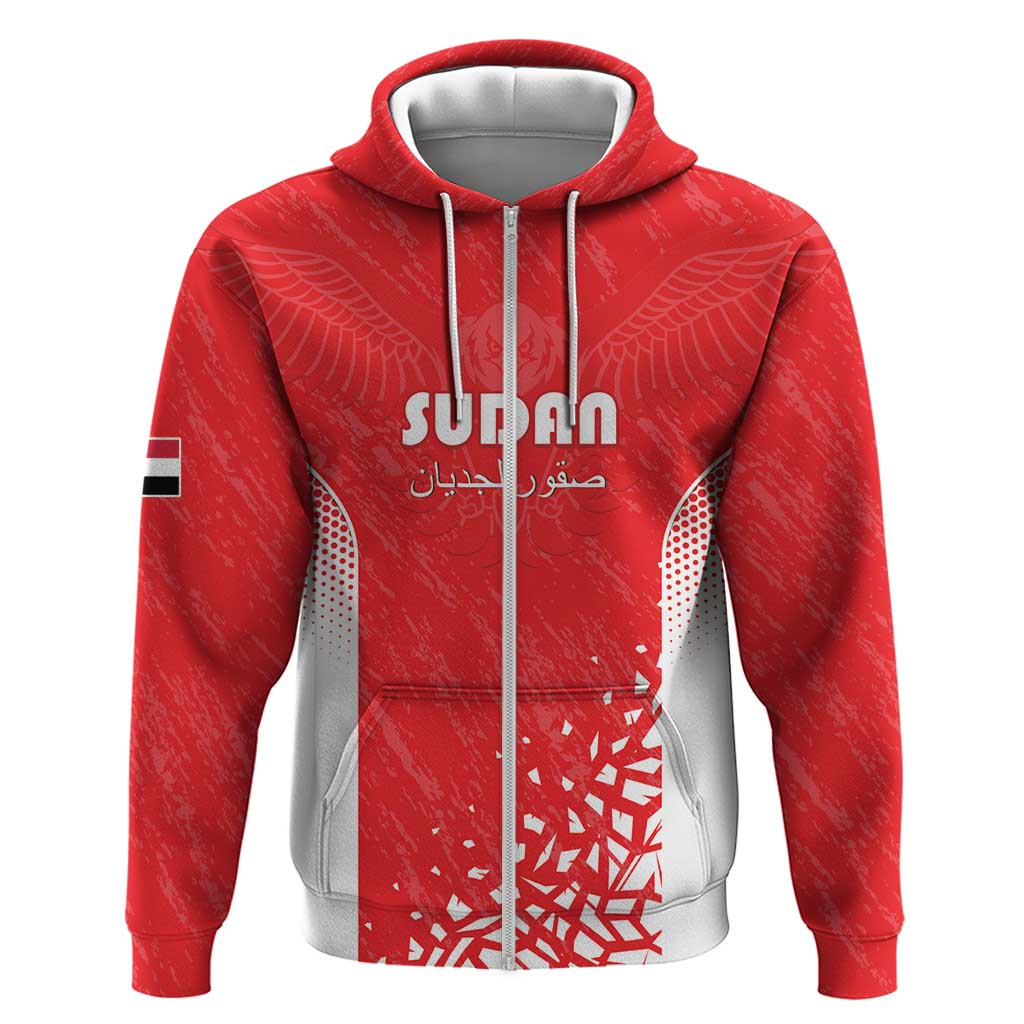 Custom Sudan Football Zip Hoodie Yalla Falcons of Jediane - African Pride