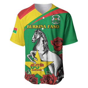 Personalized Burkina Faso Baseball Jersey White Stallion With Red Rose - Republic Day