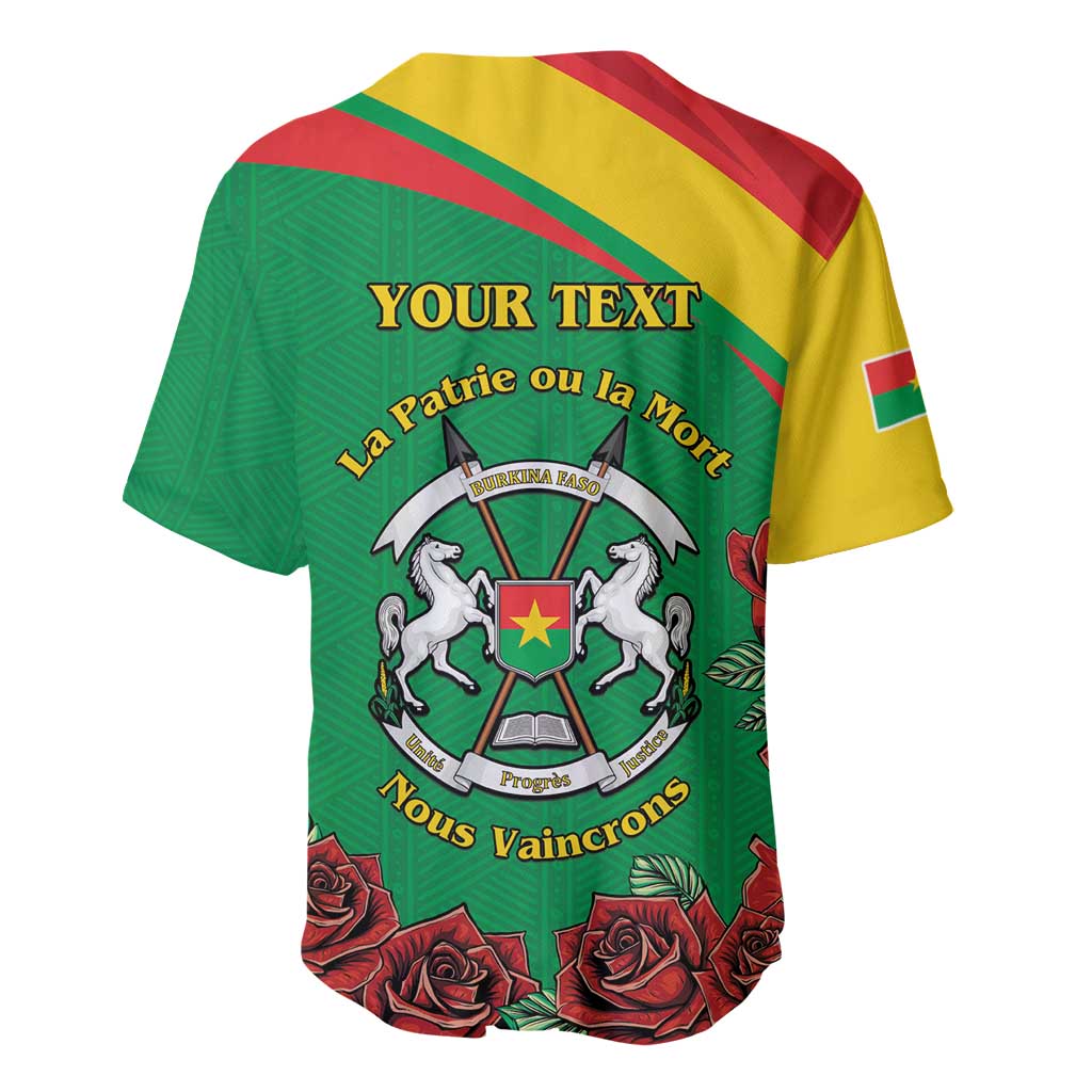 Personalized Burkina Faso Baseball Jersey White Stallion With Red Rose - Republic Day