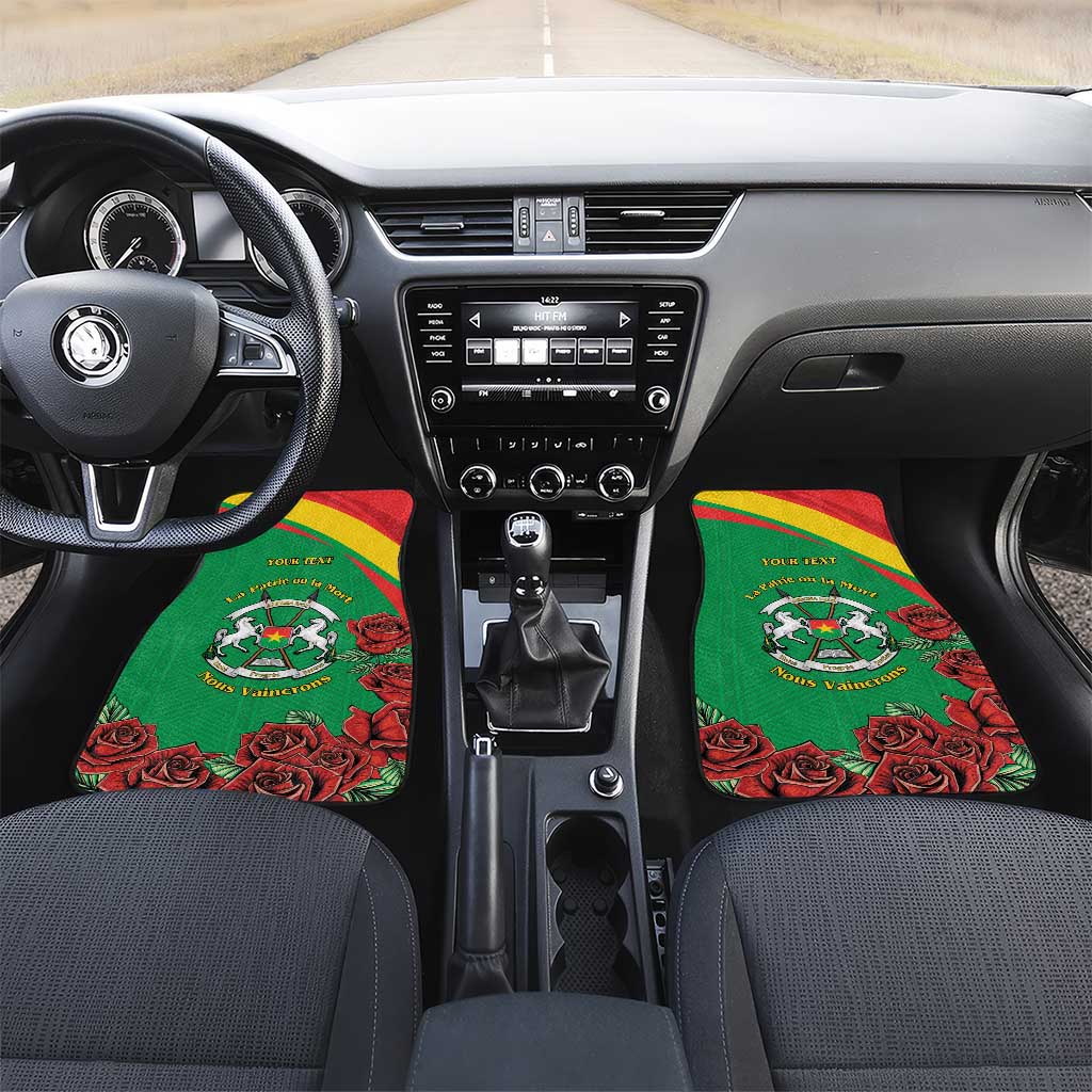 Personalized Burkina Faso Car Mats White Stallion With Red Rose - Republic Day