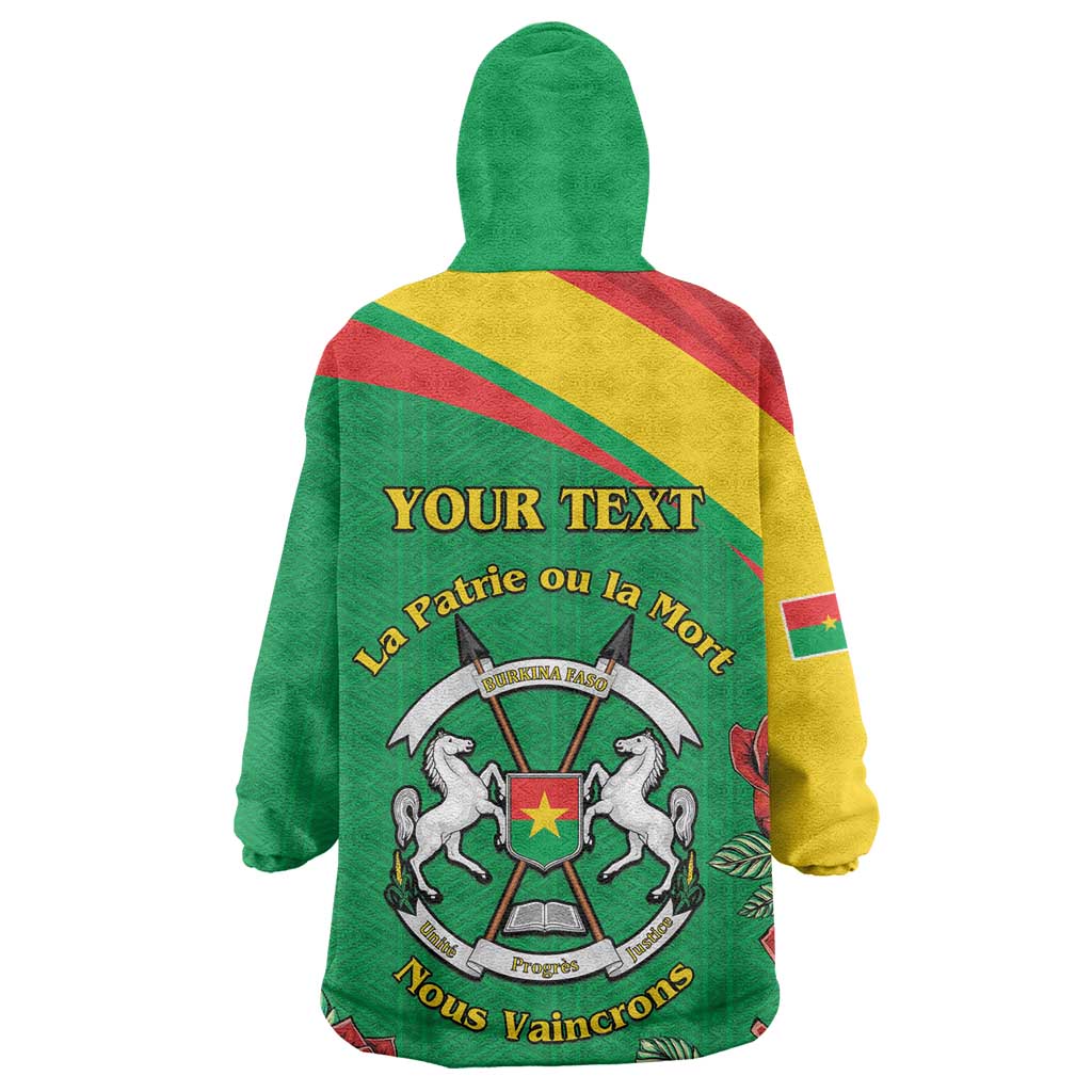 Personalized Burkina Faso Kid Wearable Blanket Hoodie White Stallion With Red Rose - Republic Day