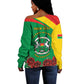 Personalized Burkina Faso Off Shoulder Sweater White Stallion With Red Rose - Republic Day