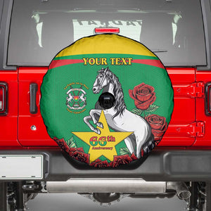 Personalized Burkina Faso Spare Tire Cover White Stallion With Red Rose - Republic Day