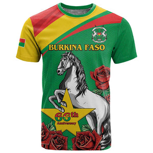 Personalized Burkina Faso T shirt White Stallion With Red Rose - Republic Day