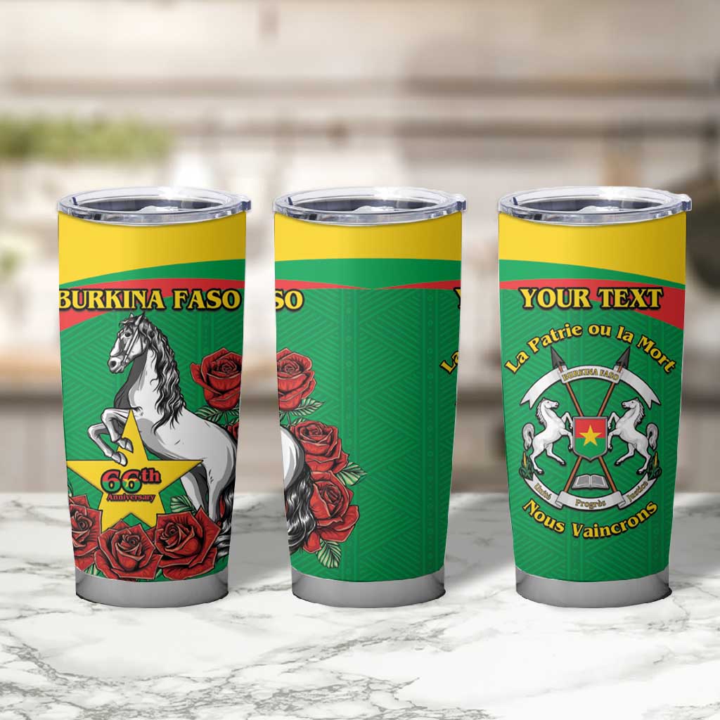 Personalized Burkina Faso Tumbler Cup White Stallion With Red Rose - Republic Day