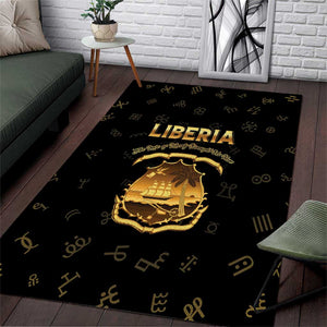 Liberia National Emblem Golden Area Rug Vai Syllabary Heritage - African Pride