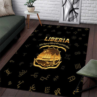 Liberia National Emblem Golden Area Rug Vai Syllabary Heritage - African Pride