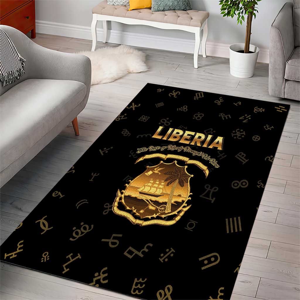 Liberia National Emblem Golden Area Rug Vai Syllabary Heritage - African Pride