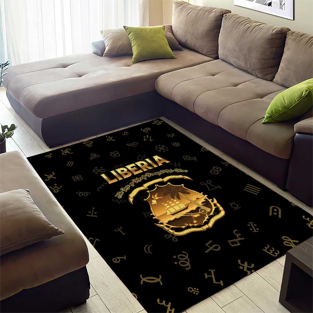 Liberia National Emblem Golden Area Rug Vai Syllabary Heritage - African Pride
