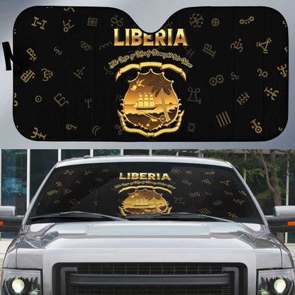Liberia Vai Syllabary Heritage Auto Sun Shade National Emblem Golden Style