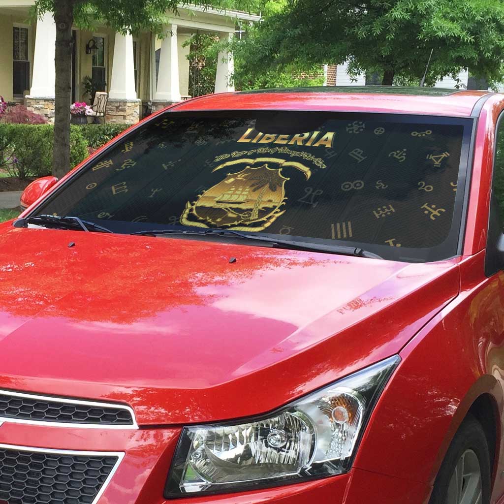 Liberia Vai Syllabary Heritage Auto Sun Shade National Emblem Golden Style