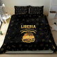 Liberia National Emblem Golden Bedding Set Vai Syllabary Heritage - African Pride