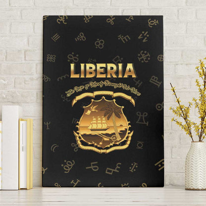 Liberia National Emblem Golden Canvas Wall Art Vai Syllabary Heritage - African Pride
