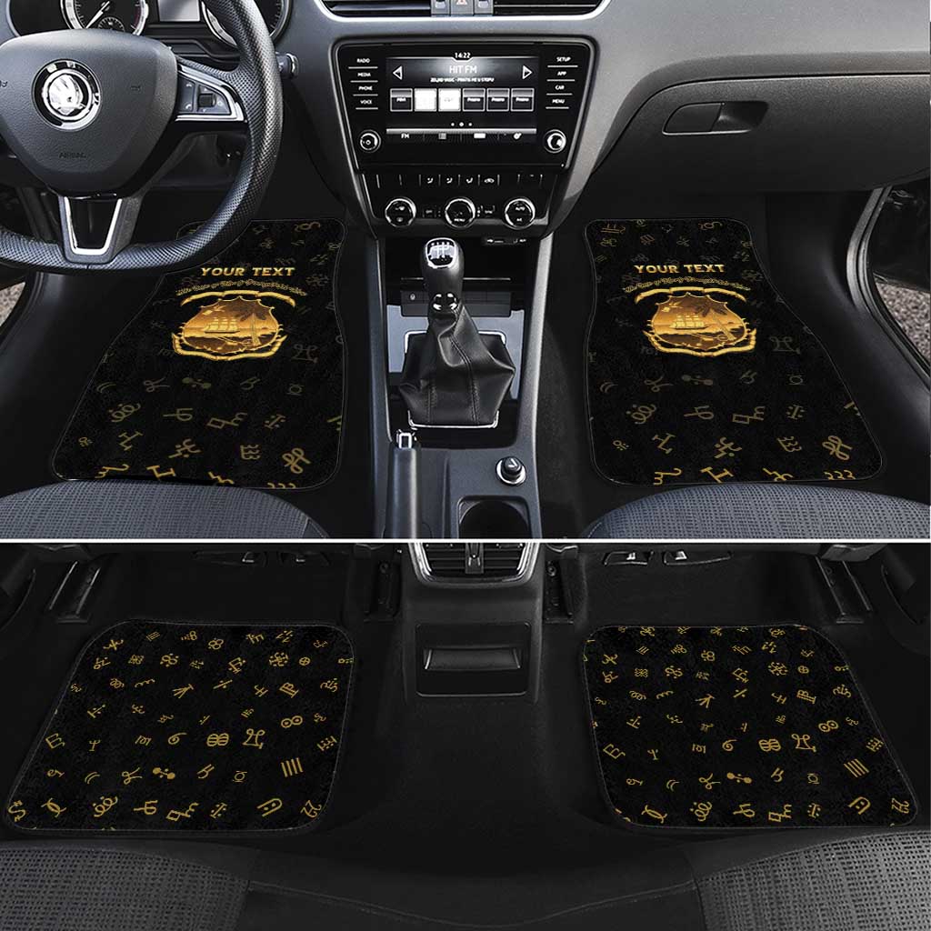 Personalized Liberia National Emblem Golden Car Mats Vai Syllabary Heritage - African Pride