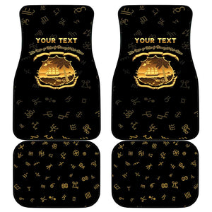 Personalized Liberia National Emblem Golden Car Mats Vai Syllabary Heritage - African Pride