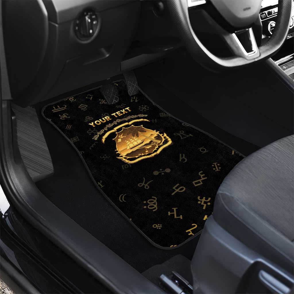 Personalized Liberia National Emblem Golden Car Mats Vai Syllabary Heritage - African Pride