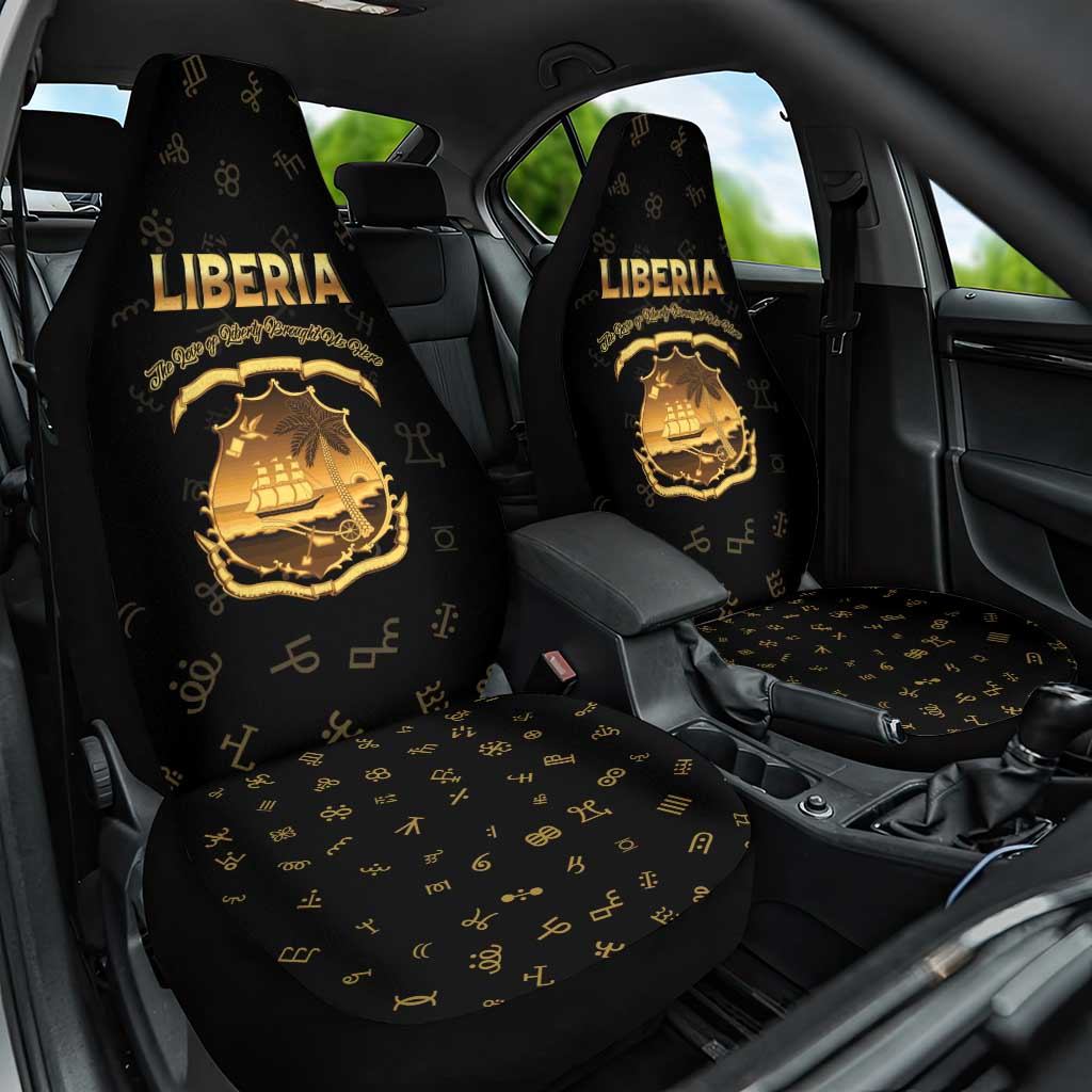 Liberia National Emblem Golden Car Seat Cover Vai Syllabary Heritage - African Pride