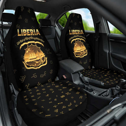 Liberia National Emblem Golden Car Seat Cover Vai Syllabary Heritage - African Pride