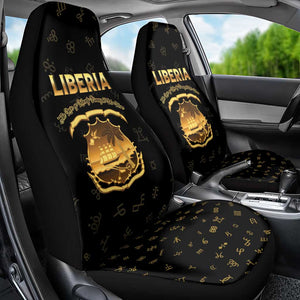 Liberia National Emblem Golden Car Seat Cover Vai Syllabary Heritage - African Pride