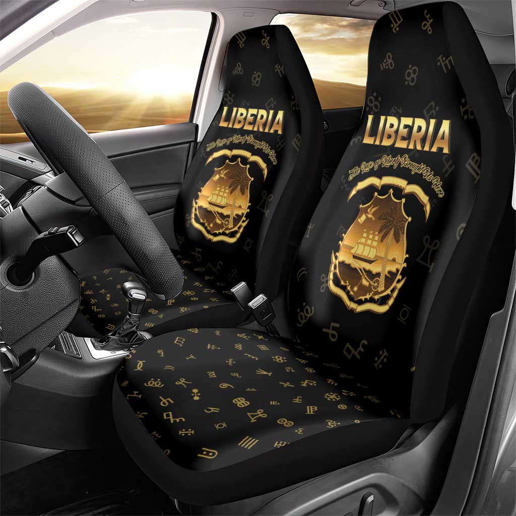 Liberia National Emblem Golden Car Seat Cover Vai Syllabary Heritage - African Pride