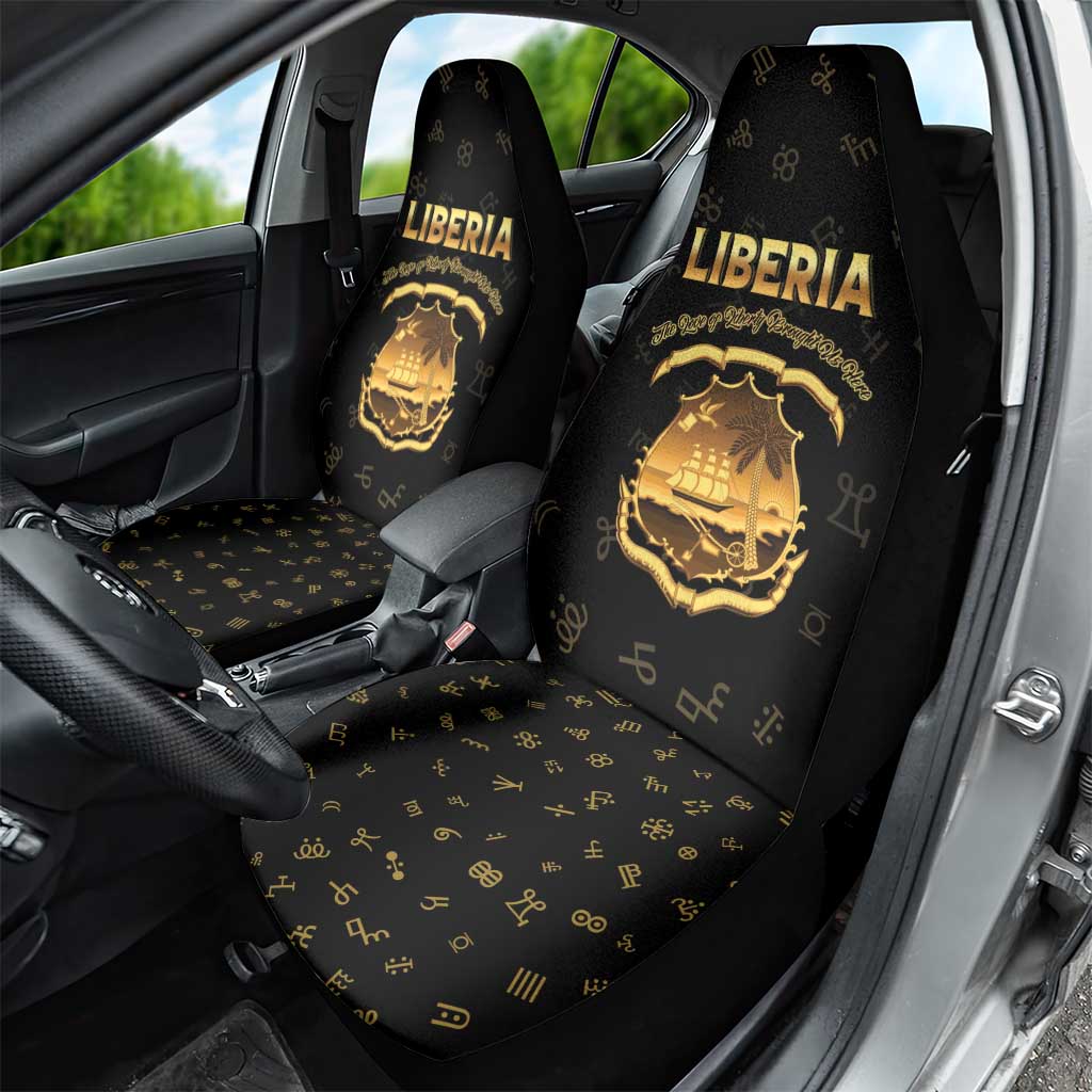Liberia National Emblem Golden Car Seat Cover Vai Syllabary Heritage - African Pride