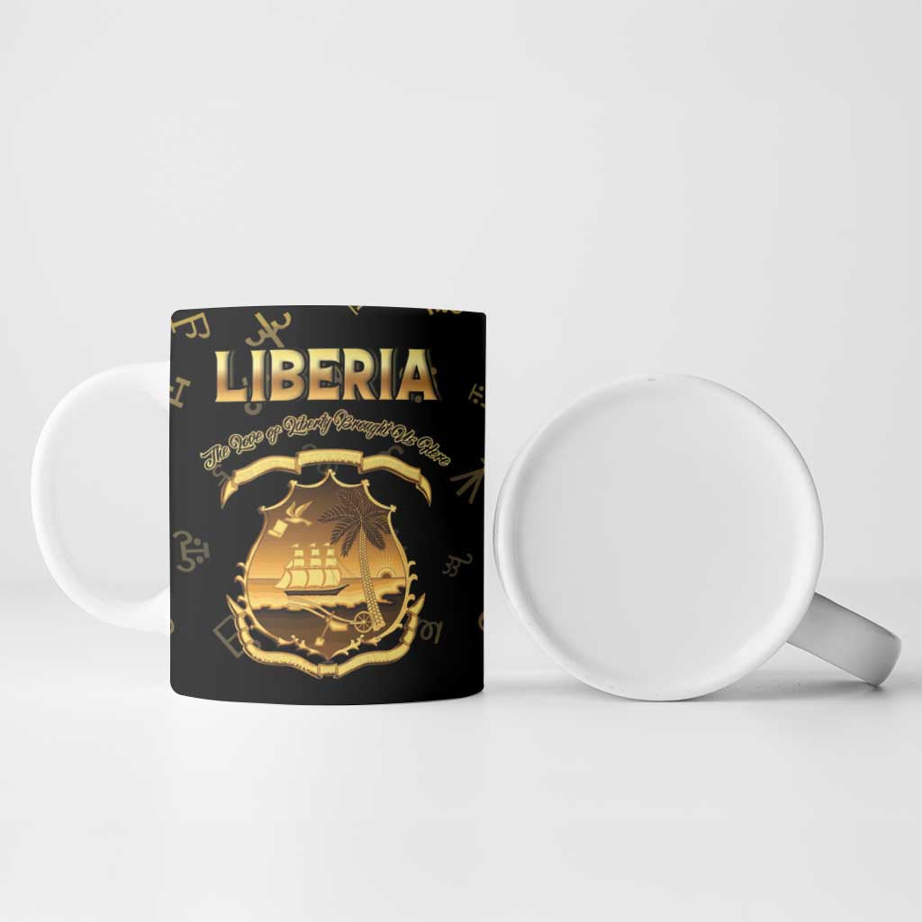 Personalized Liberia Vai Syllabary Heritage Ceramic Mug National Emblem Golden Style