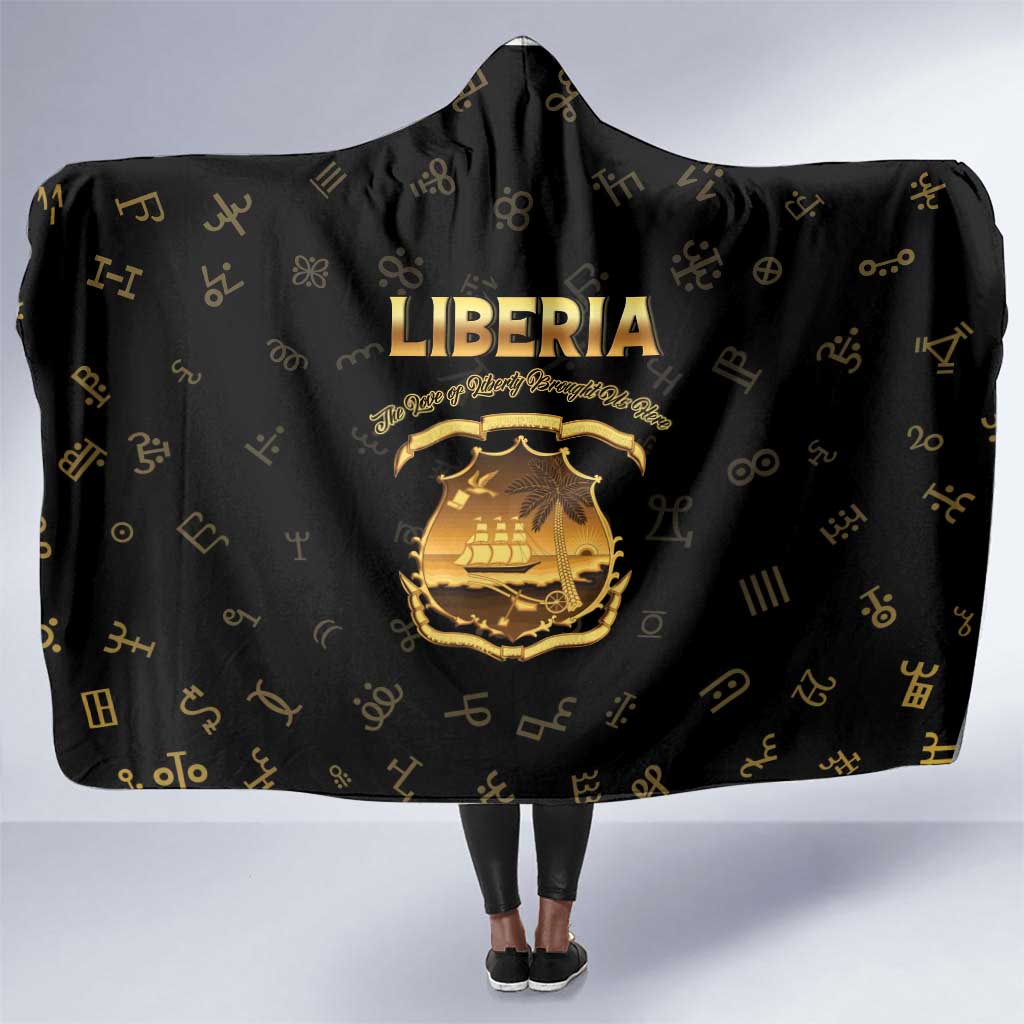 Liberia National Emblem Golden Hooded Blanket Vai Syllabary Heritage - African Pride