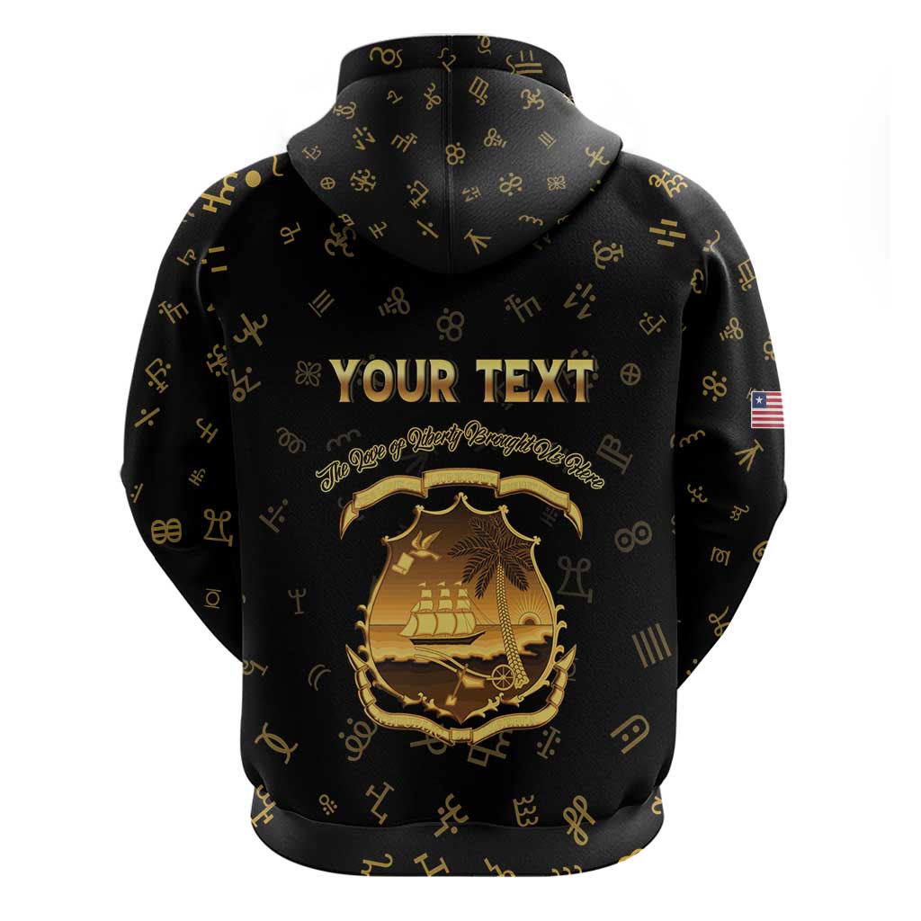 Personalized Liberia National Emblem Golden Hoodie Vai Syllabary Heritage - African Pride