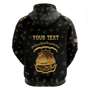 Personalized Liberia National Emblem Golden Hoodie Vai Syllabary Heritage - African Pride