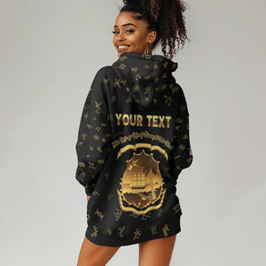 Personalized Liberia National Emblem Golden Hoodie Dress Vai Syllabary Heritage - African Pride
