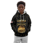 Personalized Liberia National Emblem Golden Kid Hoodie Vai Syllabary Heritage - African Pride
