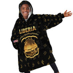 Personalized Liberia National Emblem Golden Kid Wearable Blanket Hoodie Vai Syllabary Heritage - African Pride