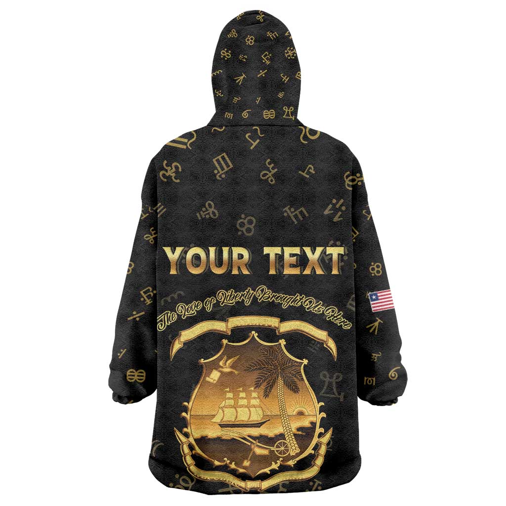 Personalized Liberia National Emblem Golden Kid Wearable Blanket Hoodie Vai Syllabary Heritage - African Pride