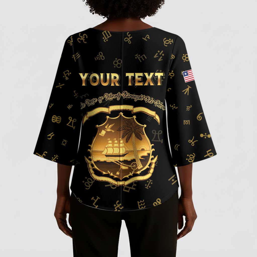Personalized Liberia Vai Syllabary Heritage Kimono Sleeve Blouse National Emblem Golden Style