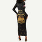 Personalized Liberia National Emblem Golden Long Sleeve Bodycon Dress Vai Syllabary Heritage - African Pride