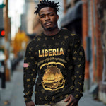 Personalized Liberia National Emblem Golden Long Sleeve Shirt Vai Syllabary Heritage - African Pride