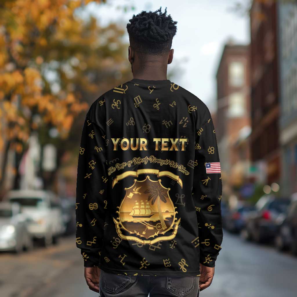 Personalized Liberia National Emblem Golden Long Sleeve Shirt Vai Syllabary Heritage - African Pride