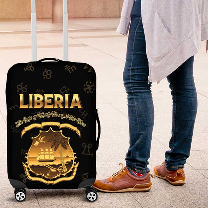 Liberia National Emblem Golden Luggage Cover Vai Syllabary Heritage - African Pride