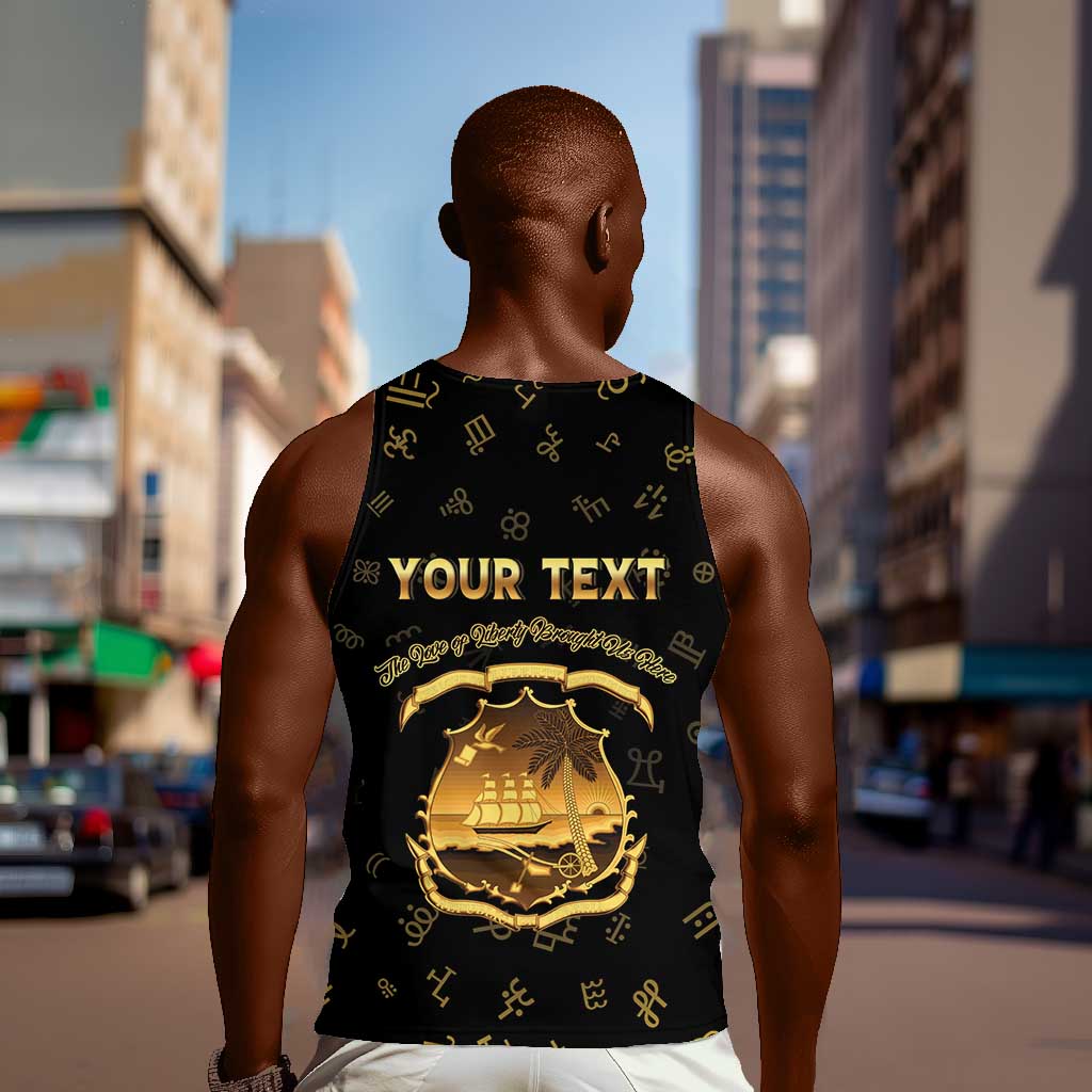 Personalized Liberia National Emblem Golden Men Tank Top Vai Syllabary Heritage - African Pride