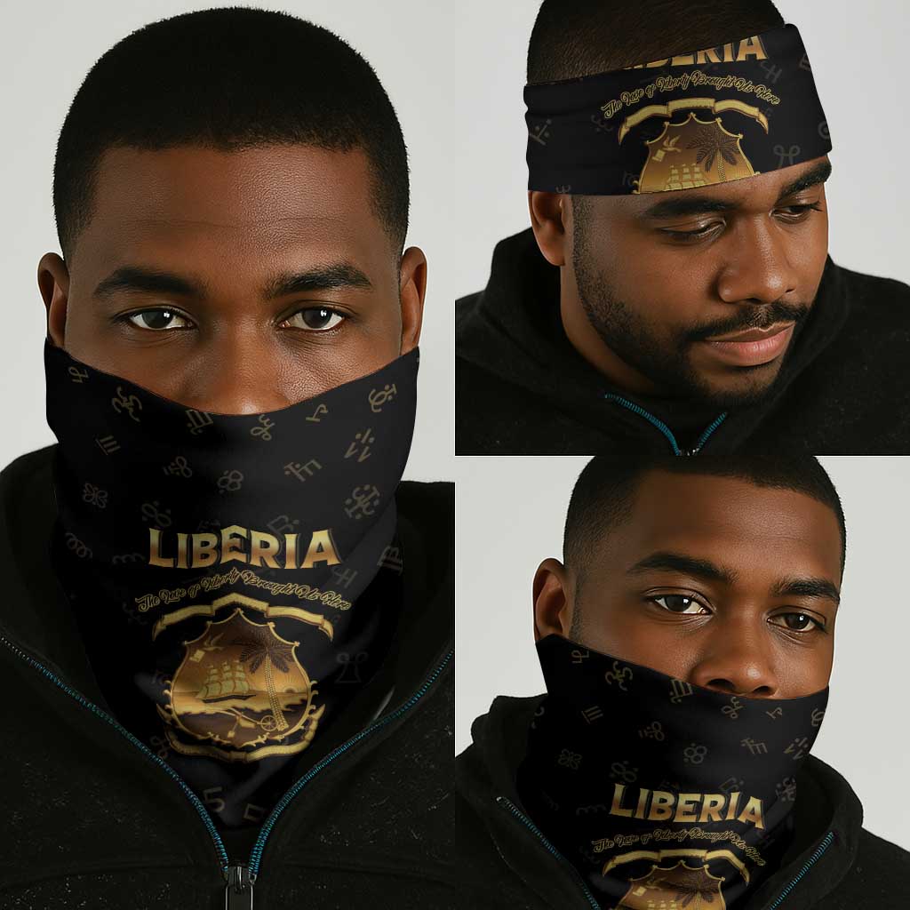 Liberia National Emblem Golden Neck Gaiter Vai Syllabary Heritage - African Pride