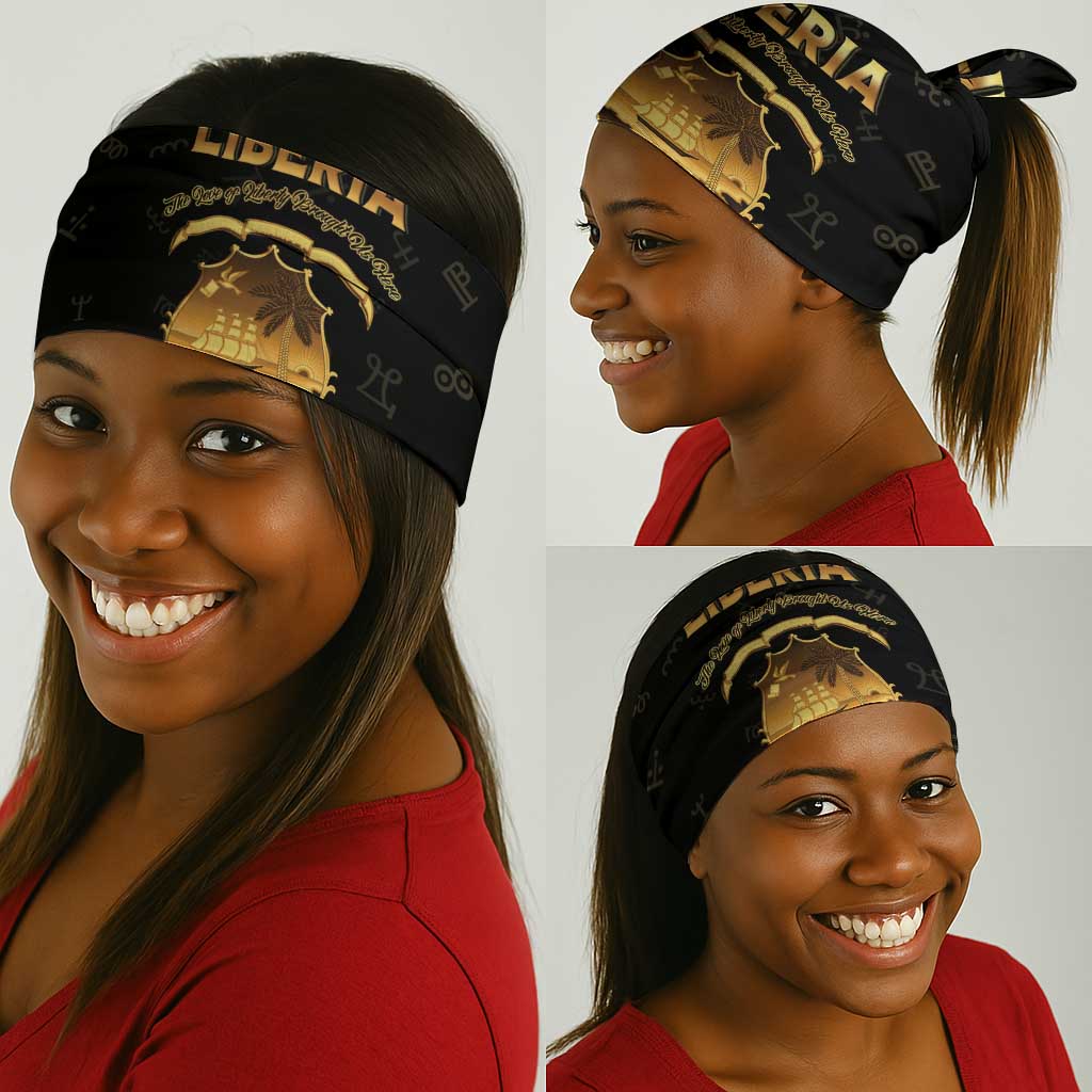 Liberia National Emblem Golden Neck Gaiter Vai Syllabary Heritage - African Pride