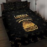 Liberia National Emblem Golden Quilt Bed Set Vai Syllabary Heritage - African Pride