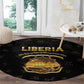 Liberia National Emblem Golden Round Carpet Vai Syllabary Heritage - African Pride