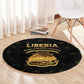 Liberia National Emblem Golden Round Carpet Vai Syllabary Heritage - African Pride