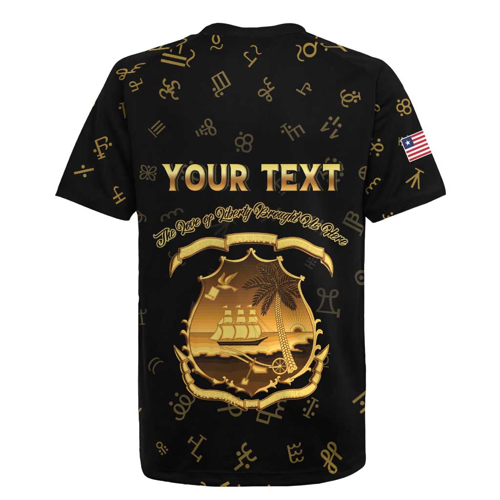 Personalized Liberia National Emblem Golden Rugby Jersey Vai Syllabary Heritage - African Pride