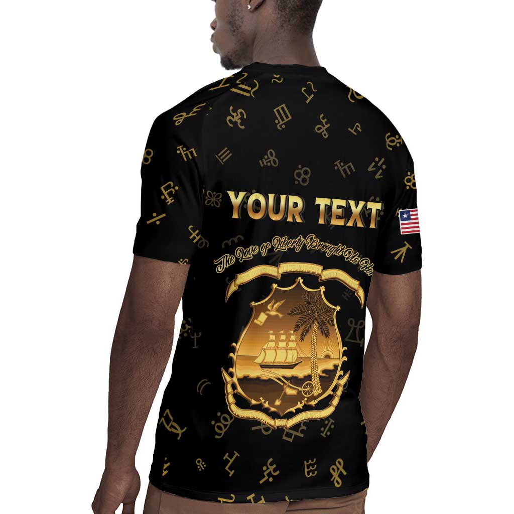 Personalized Liberia National Emblem Golden Rugby Jersey Vai Syllabary Heritage - African Pride