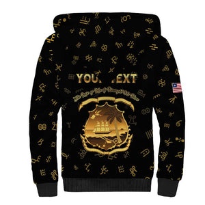Personalized Liberia National Emblem Golden Sherpa Hoodie Vai Syllabary Heritage - African Pride