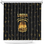 Liberia National Emblem Golden Shower Curtain Vai Syllabary Heritage - African Pride