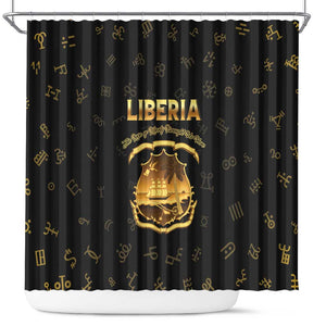Liberia National Emblem Golden Shower Curtain Vai Syllabary Heritage - African Pride